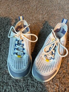 Zara Kids Knit Sneakers in White, Blue & Yellow
